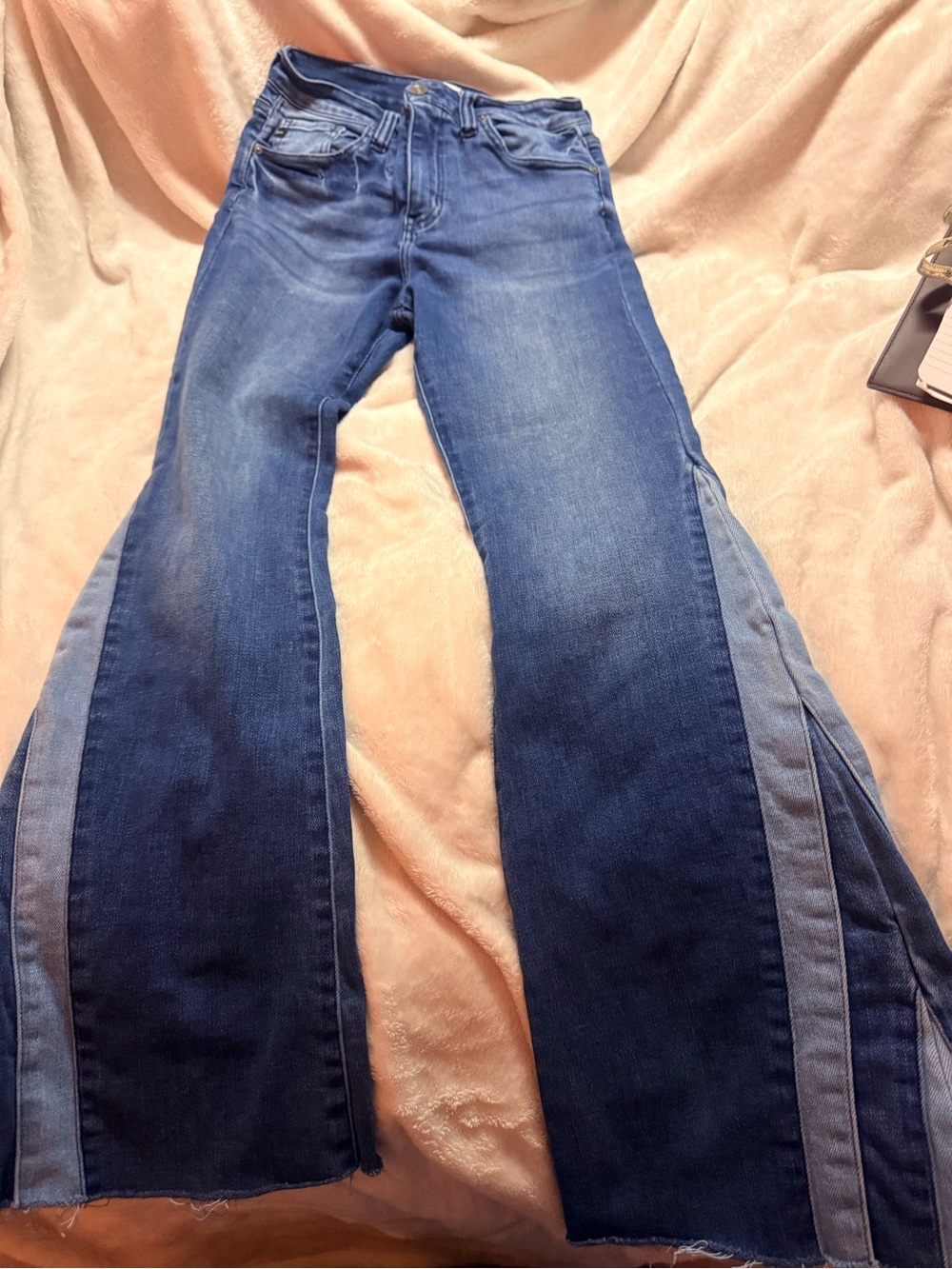 KanCan Two-Tone Blue Panel Flare Jeans